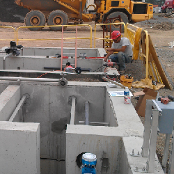 Image of an A3 wastewater treatment plant being installed