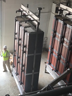 Image of triple stacked A3 flat plate ultrafiltration membrane multimodules prior to installation
